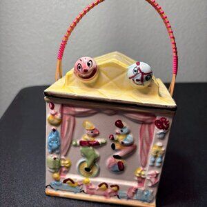 Vintage Whimsical Circus Biscuit Cookie Jar